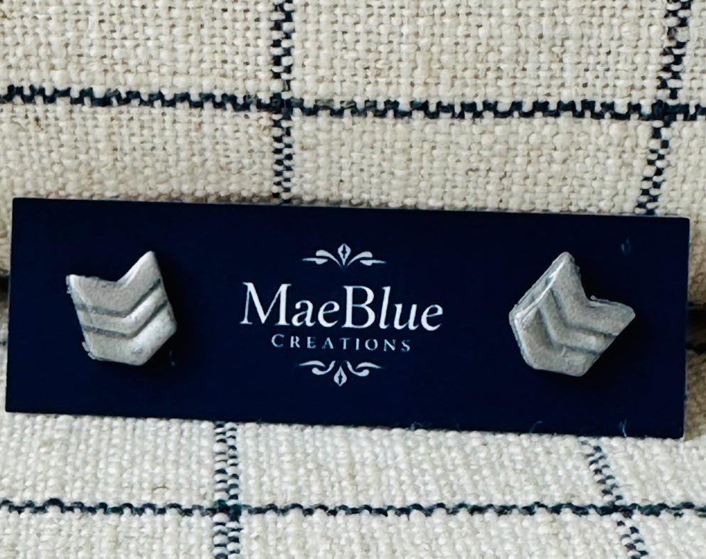 Silver Chevron Studs