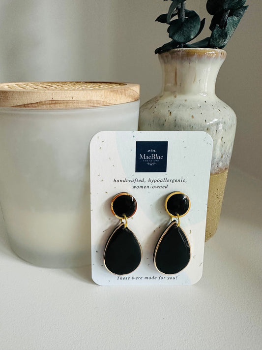 Black & Gold Teardrop Earrings
